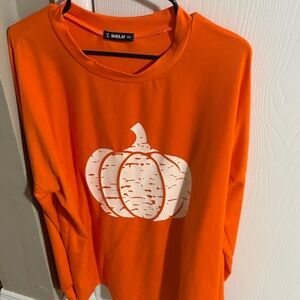 Z. Shelay Women's Pumpkin Orange Long Sleeve Tee